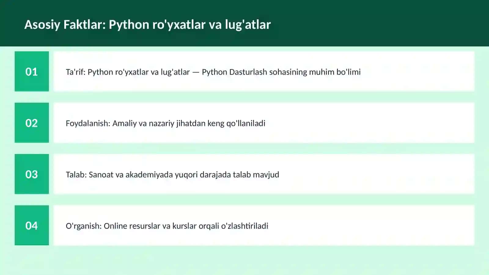 Python ro'yxatlar va lug'atlar 3