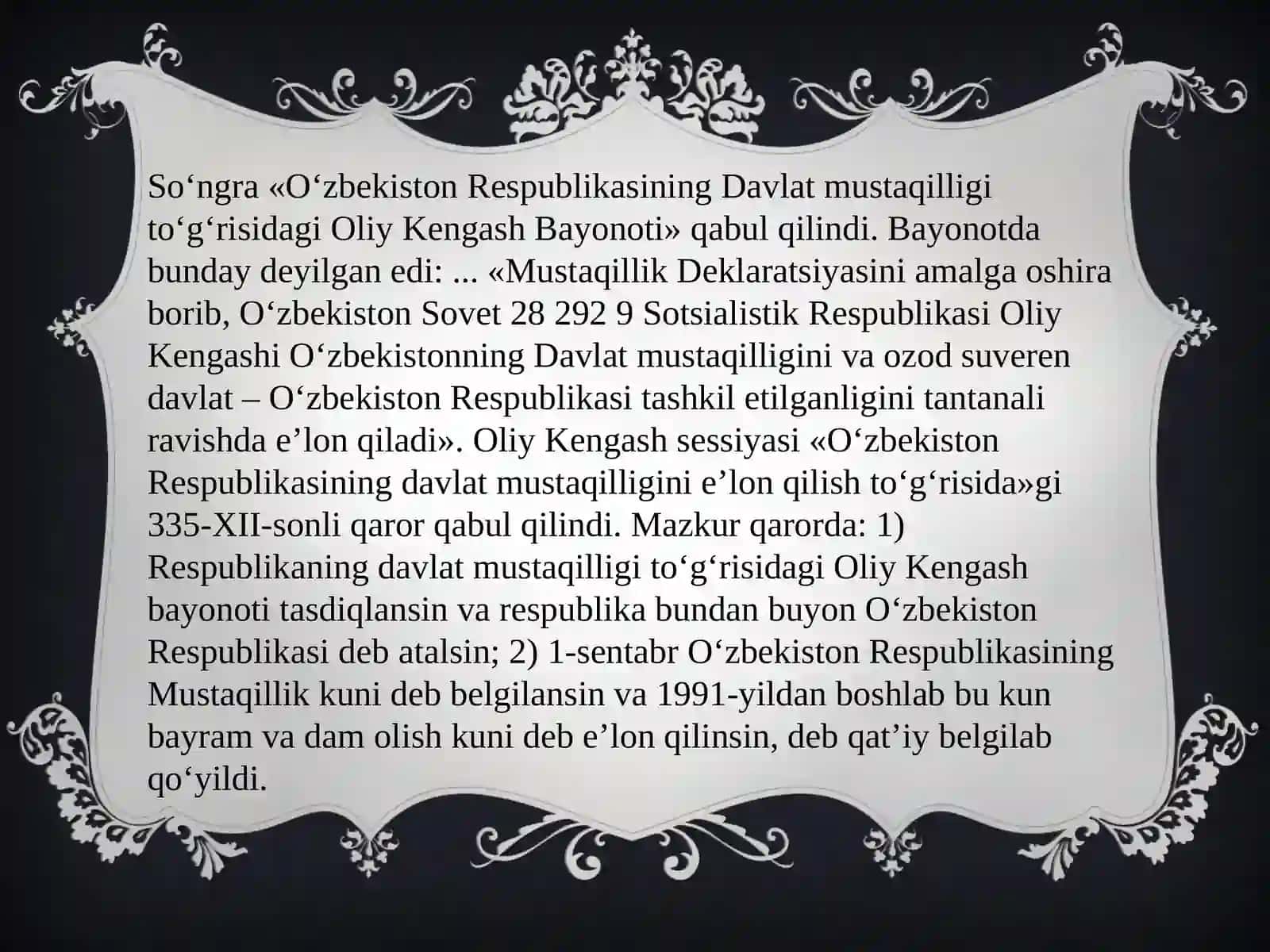 Mustaqil O‘zbekiston davlatining tashkil topishi 3