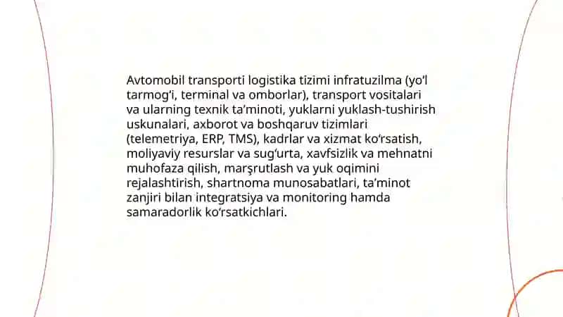 Avtomobil transportida logistika tizimilari va ularning samaradorligi 3
