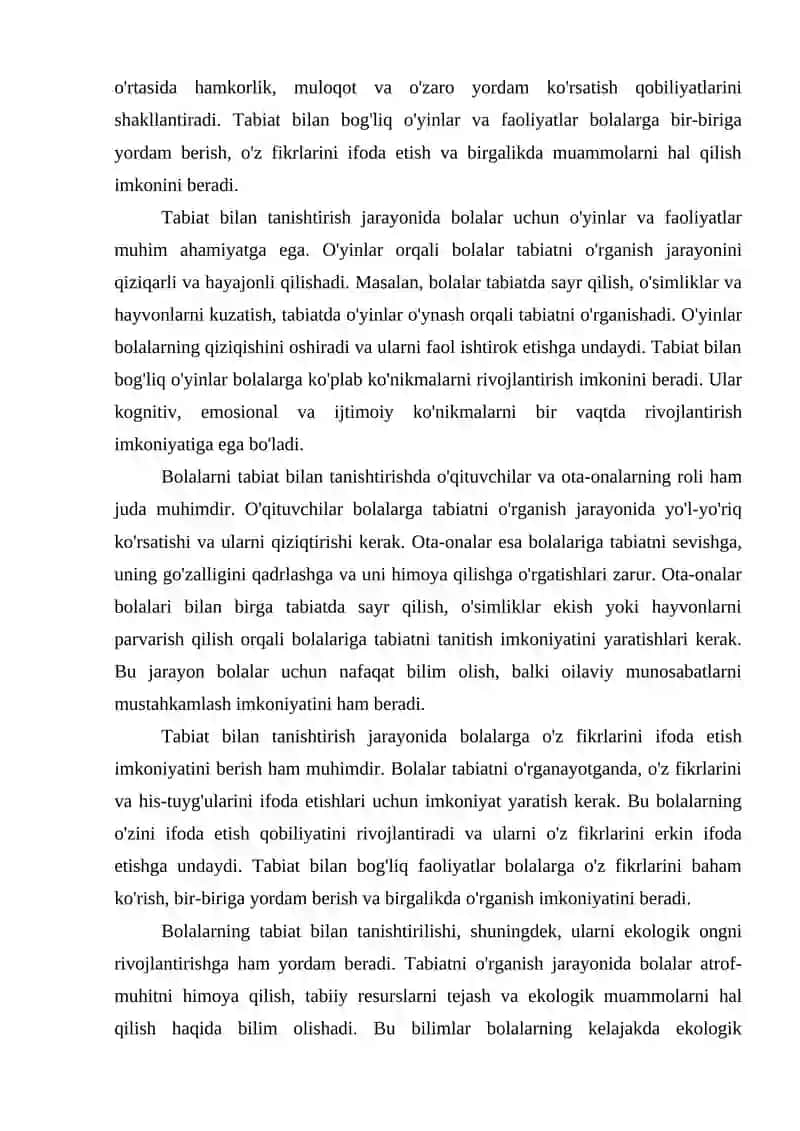 Maktabgacha yoshdagi bolalarni tabiat bilan tanishtirish usullari 3