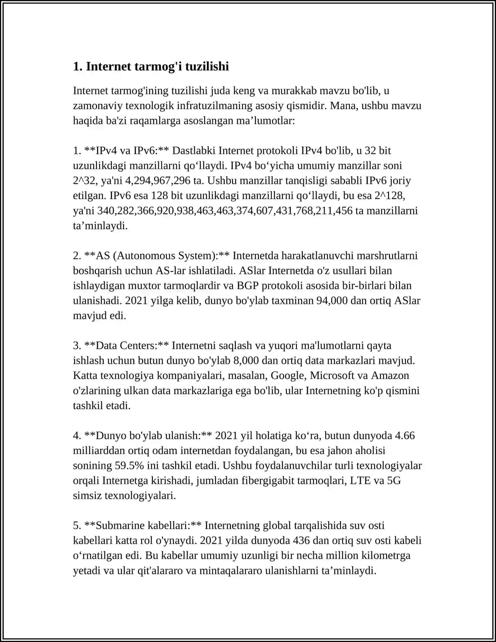 Internet Tarmog'i Tuzilishi 3