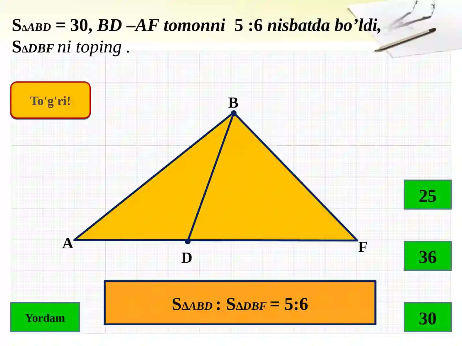 Uchburchak Matematik savol 3