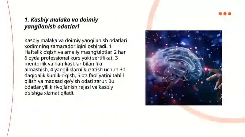 Kasbiy malaka va doimiy yangilanish odatlari 3