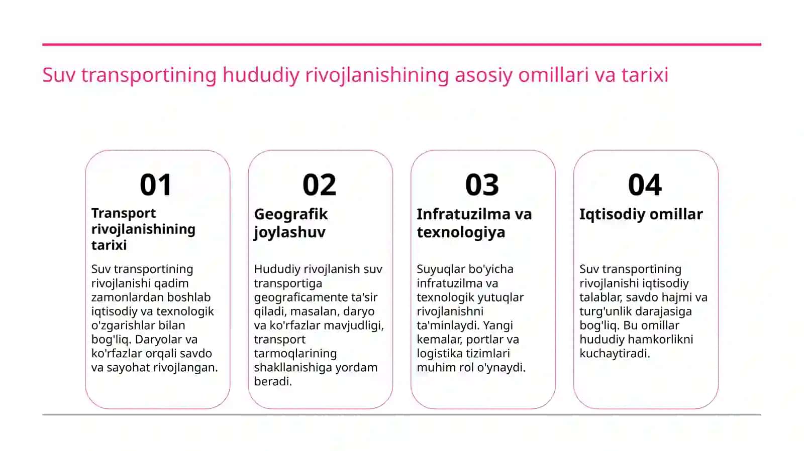 Suv transporti hududiy rivojlanishi va asosiy tarmoqlari 3
