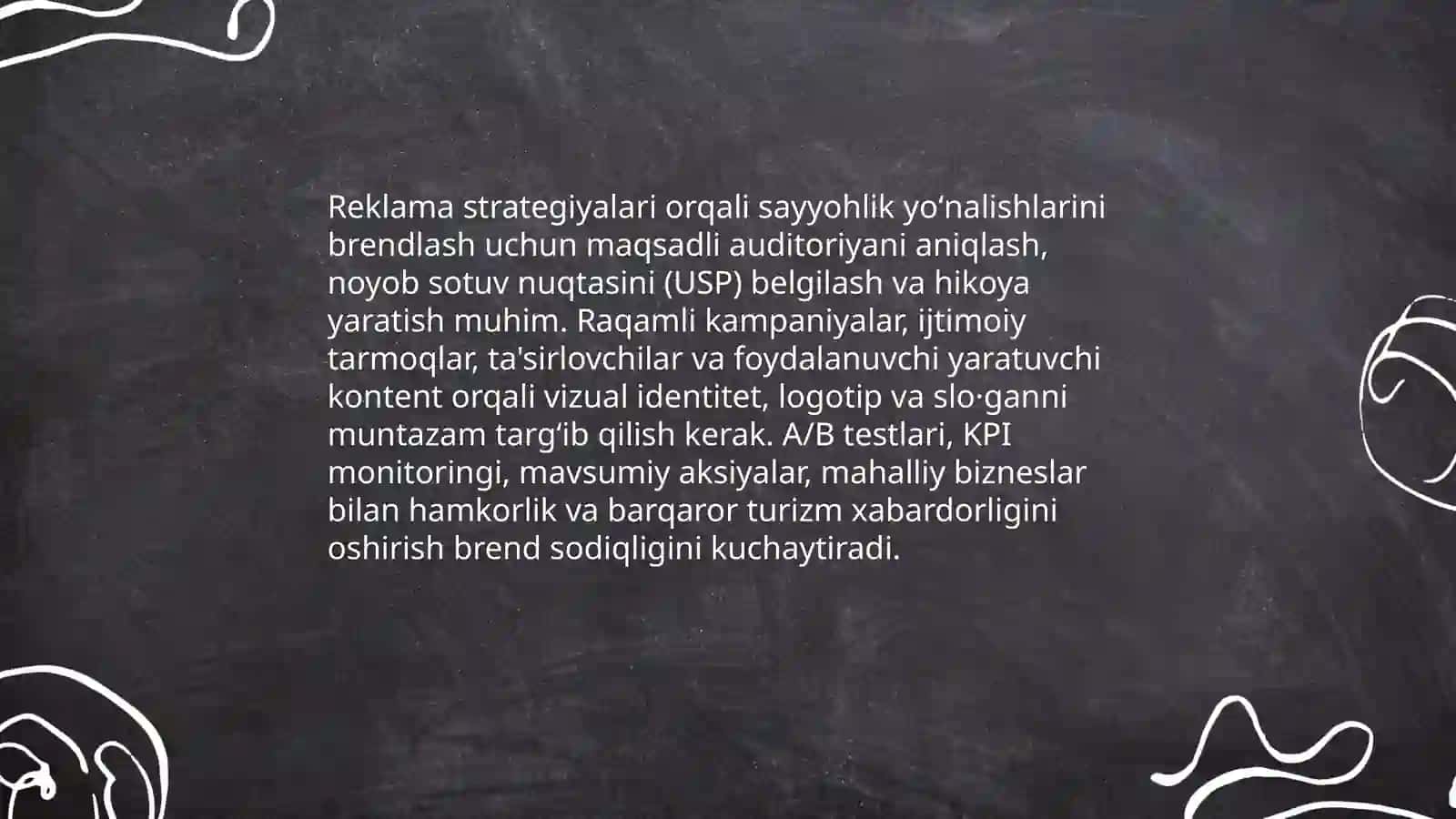 Reklama strategiyalari orqali Sayyohlik yoʻnalishlarini brendlash 3