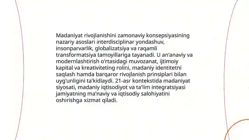 Madaniyat rivojlanishini zamonaviy Konsepsiyasi 3