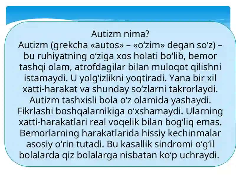 Autizm sindromli bolalarni inklyuziv ta’limga jalb qilish 3