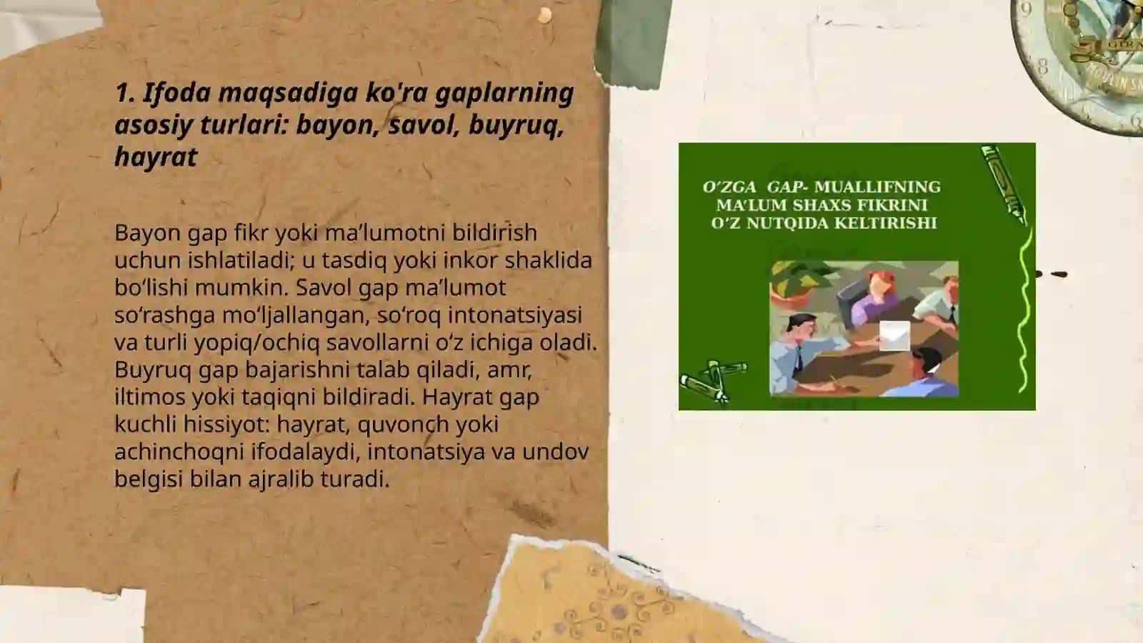 Gaplarning tasnifi ifoda maqsadiga ko'ra tasnifi inkor tasdiq jihatdan tasnifi Yo'ldoshboyeva Aziza 3