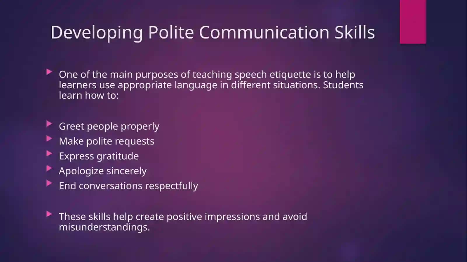 The Purpose of Teaching the Subject of Speech Etiquette 3