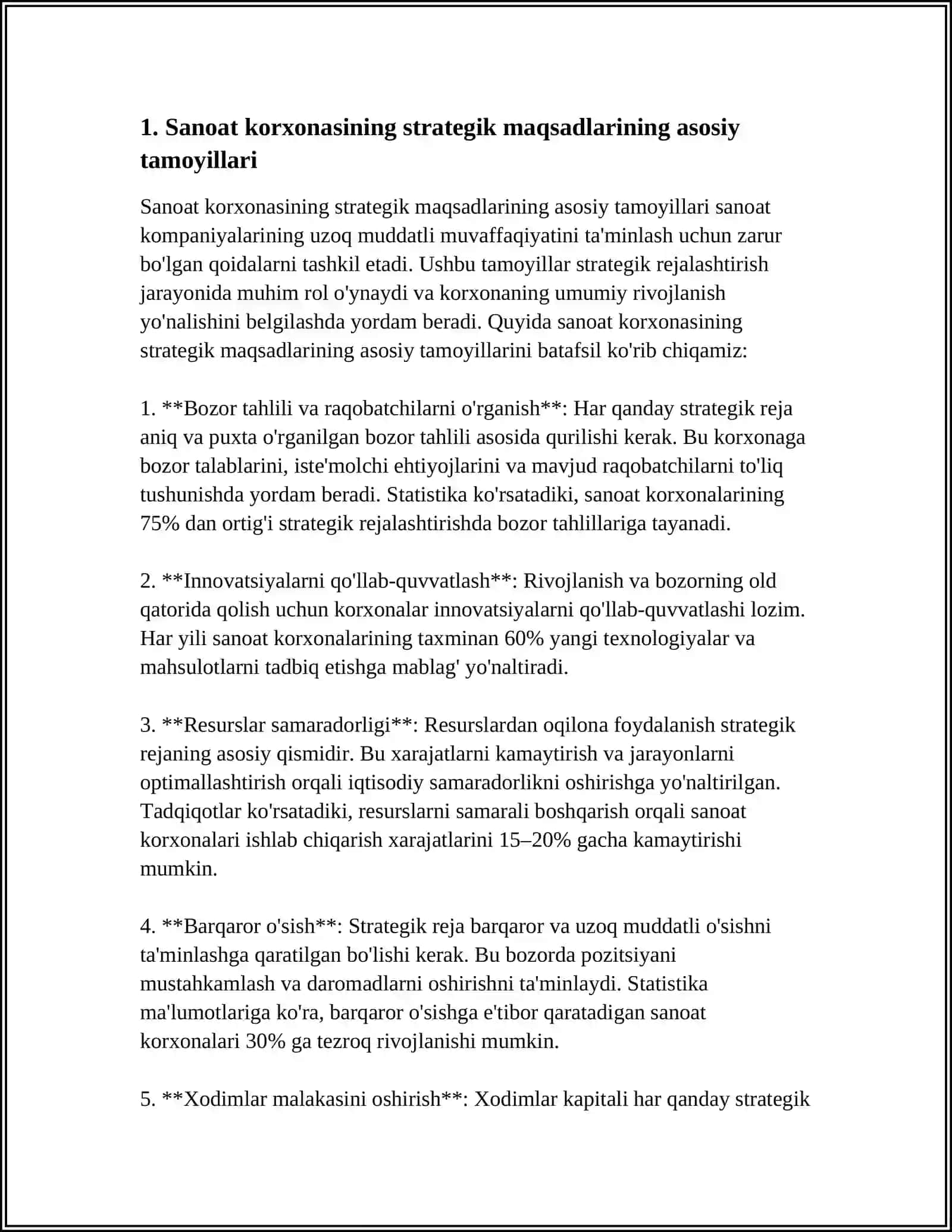 SANOAT KORXONASINING STRATEGIK MAQSADLARI VA STRATEGIYASINI SHAKLLANTIRISH 3