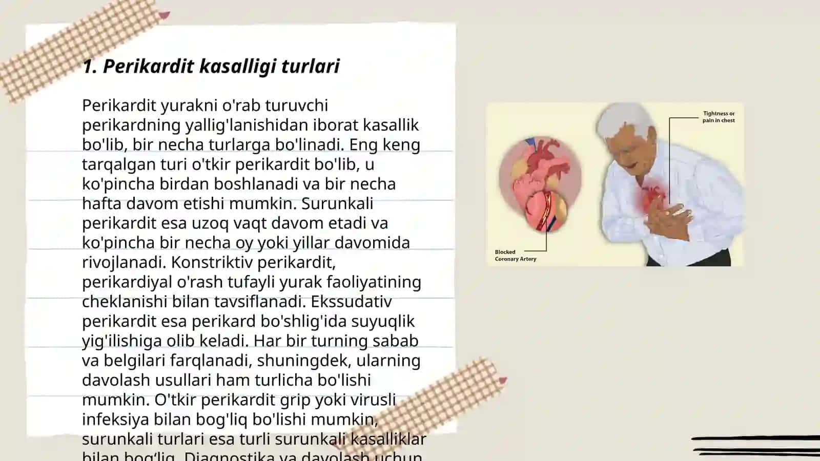 Perikard kasalliklari. Yurak o'smalari. Yurak transplantatsiyasi 3
