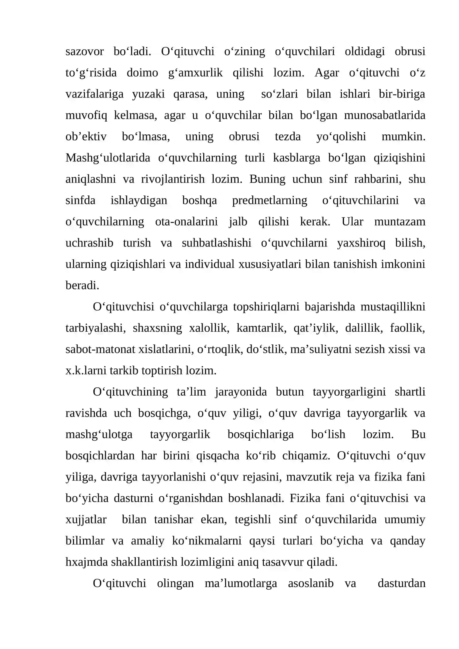 Darsni rejallashtirish va o‘qituvchining unga tayyorgarlighi 3
