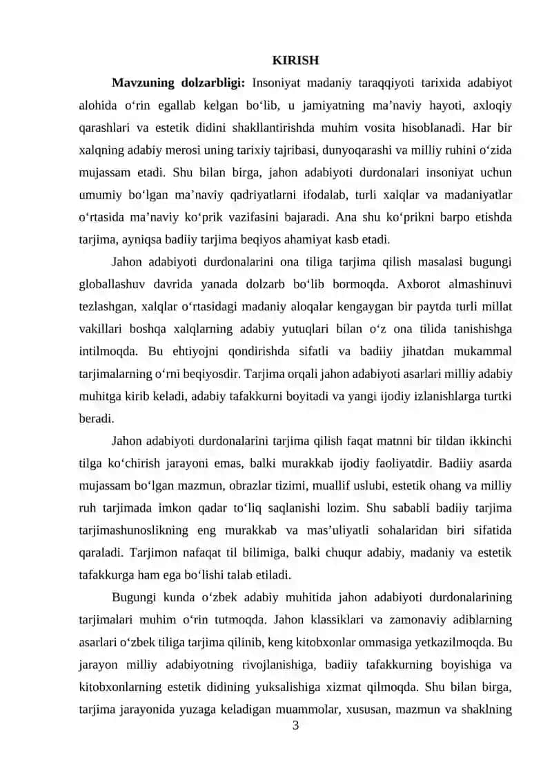 JAHON ADABIYOTI DURDONALARINI ONA TILIGA TARJIMA QILISH MASALALARI 3