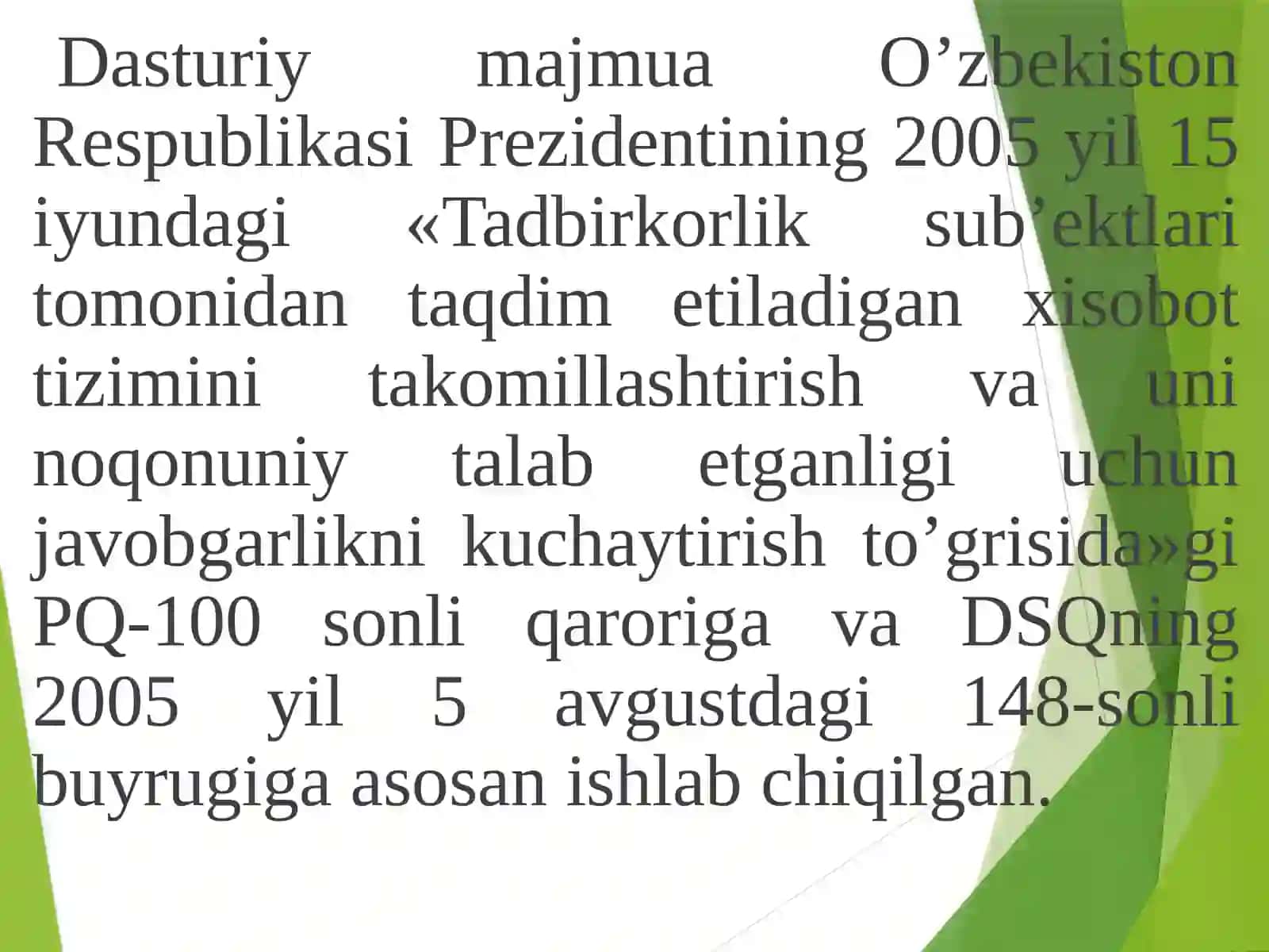 YURIDIK SHAXSLARNI SOLIQQA TORTISH II 3