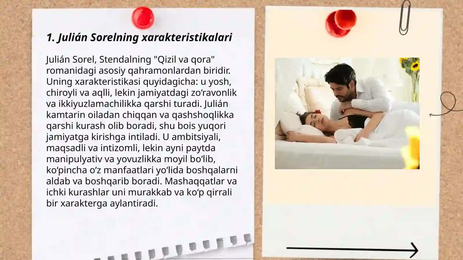 Stendalning "Qizil va qora" romanida J.Sorel obrazi 3