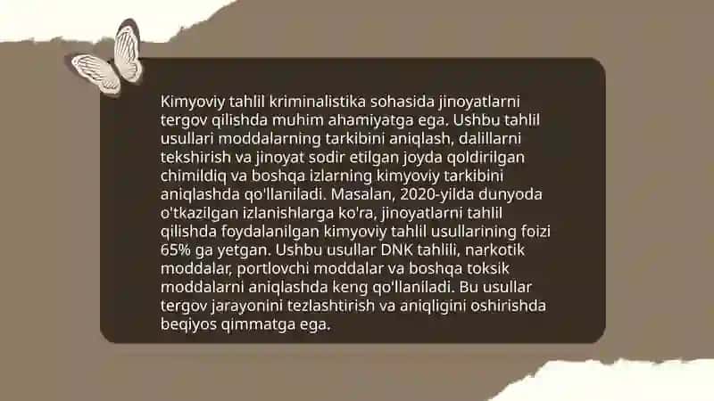 Kriminalistikada kimyoning o‘rni 3