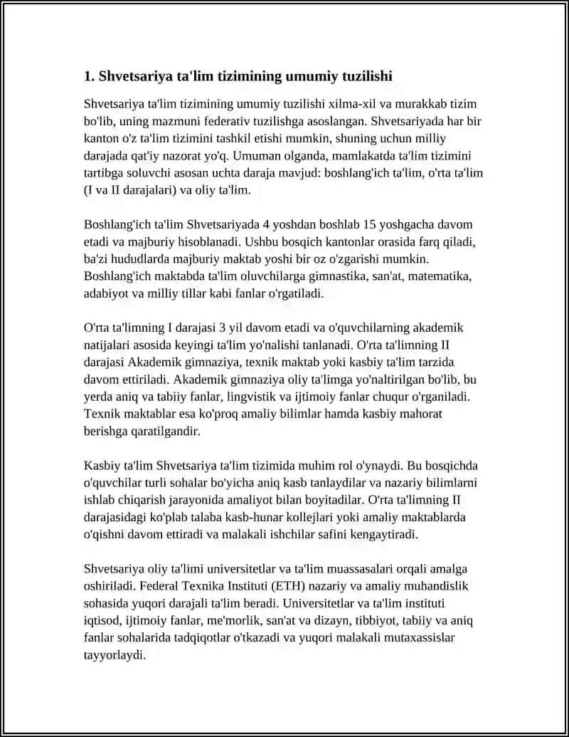SHVETSARIYA TA'LIM TIZIMI 3