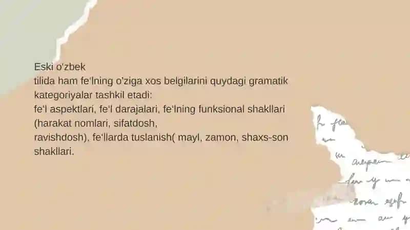 QADIMGI TURKIY TILDA FE’L VA YORDAMCHI SO’ZLAR 3