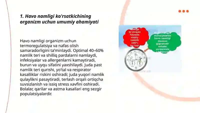 Organizmda havo namligi korsatkichning ahamyati 3