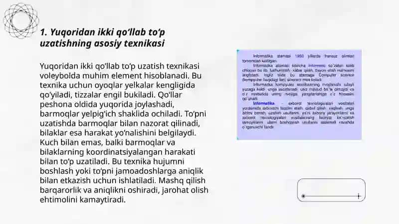 Yuqoridan ikki qo‘llab to‘p uzatish texnikasi 3
