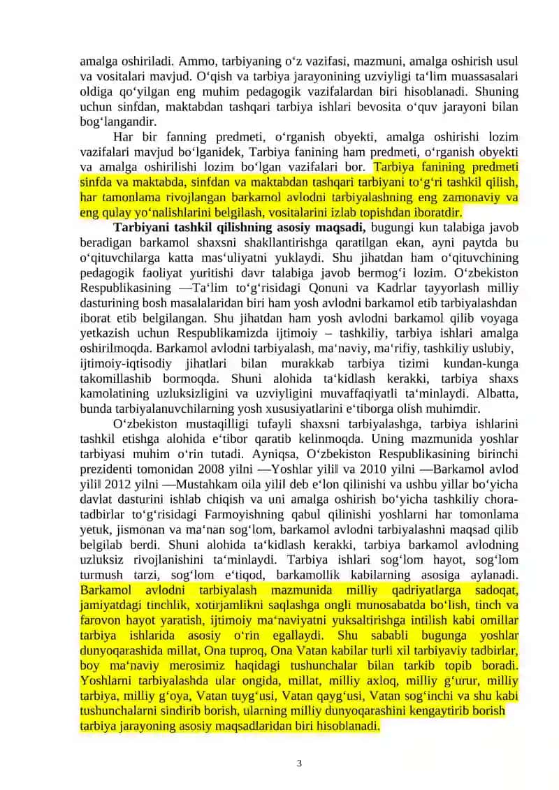 Tarbiya Fanining Predmeti, Maqsad va Vazifalari 3