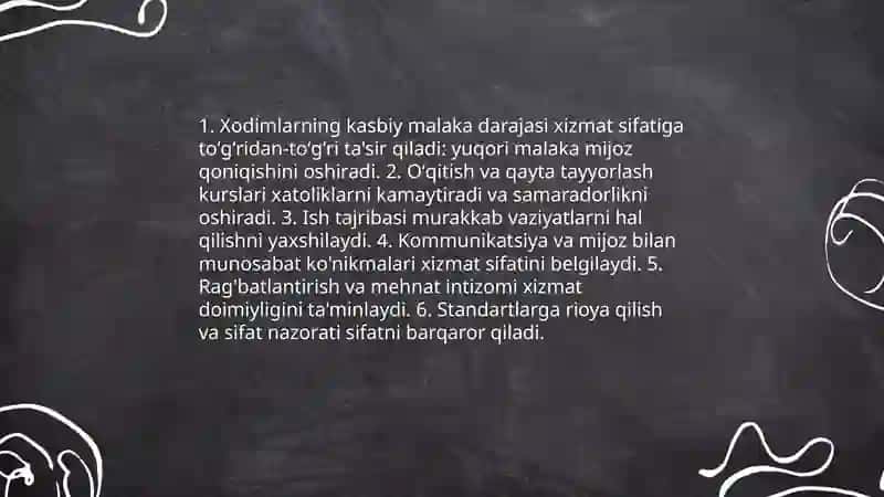 Xizmat sifatiga ta'sir qiluvchi omillarni keys tahlil qilish 3