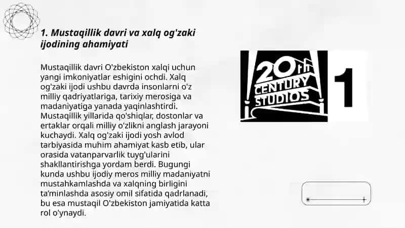 Mustaqillik sharofatida xalq og'zaki ijodining davlat maqomiga erishuvi 3