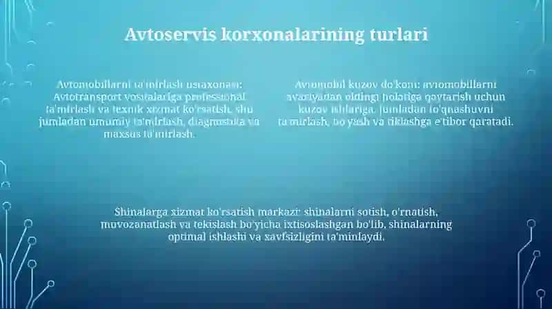 Avtoservis Korxonalari Va Ularning Ta'Rifi 3