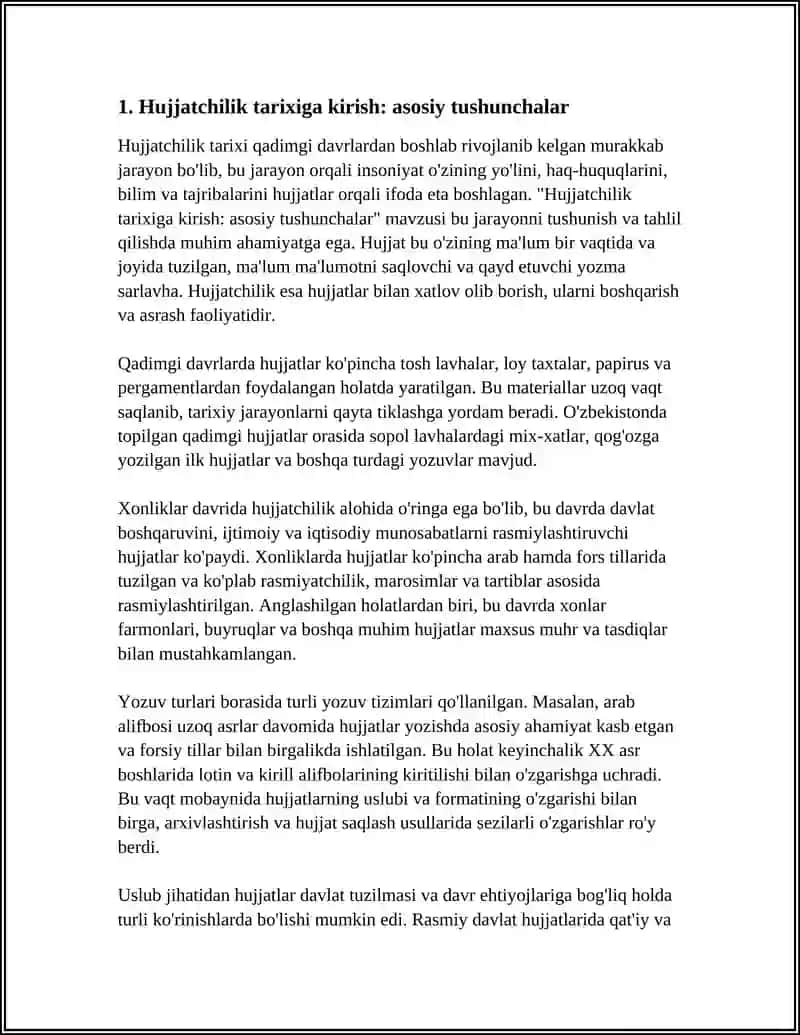 HUJJATCHILIK TARIXI QADIMIY HUJJATLAR, XONLIKLAR DAVR HUJJATI YOZUV TURLARI VA HUJJATLAR USLUBI 3