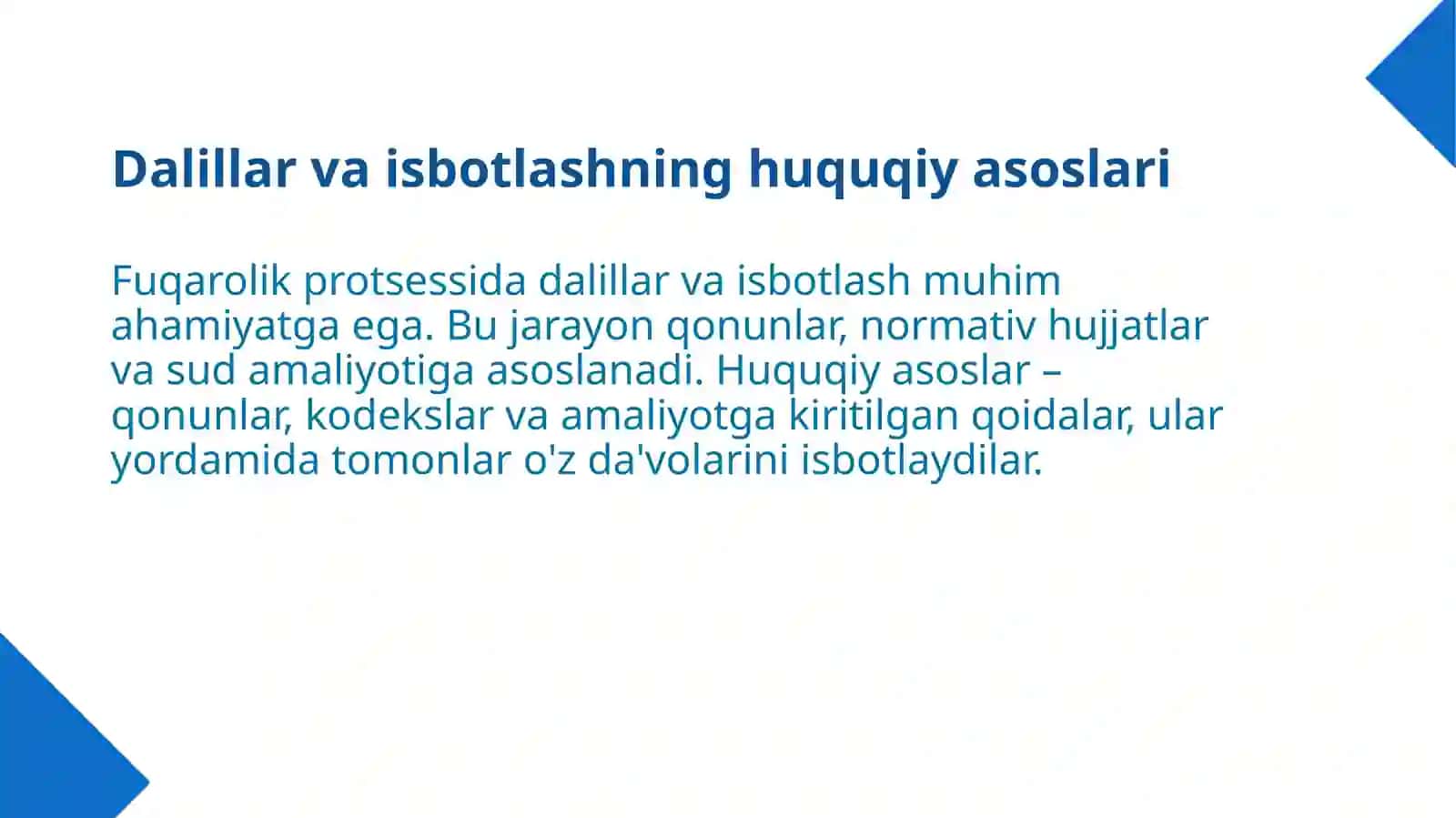 Fuqarolik protsessual huquqida dalillar va isbotlash. 3