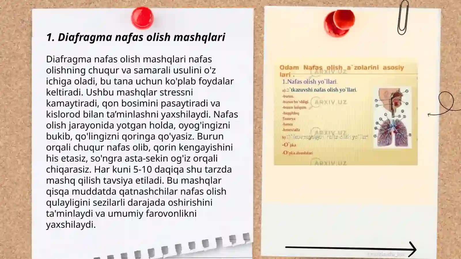 Diafragma nafas olish mashqlari 3
