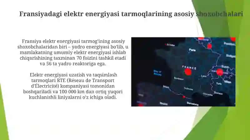 Fransiyada elektr energetika sanoatining asosiy tarmoqlari 3
