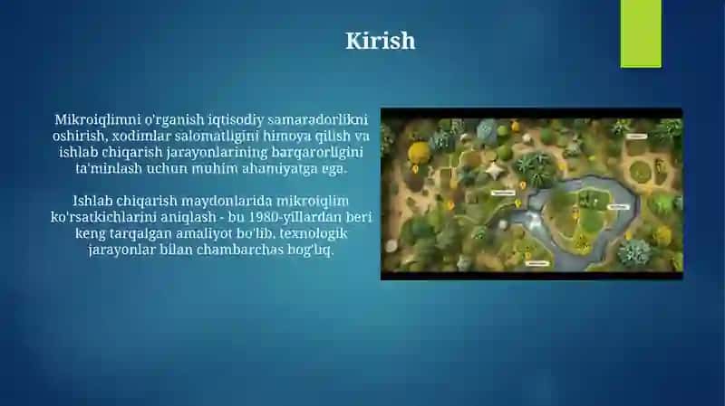Ishlab chiqarish maydonlarida mikroiqlikko‘rsatgichlarini aniqlash 3