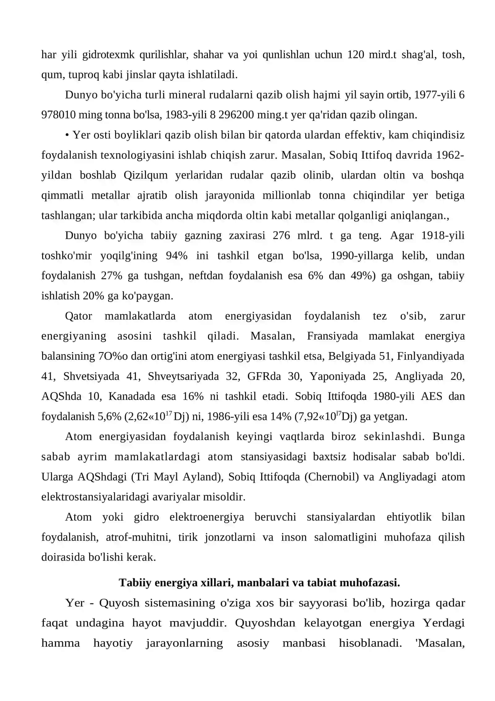 Yerning mineral xоm ashyo va energiya zaxiralari 3
