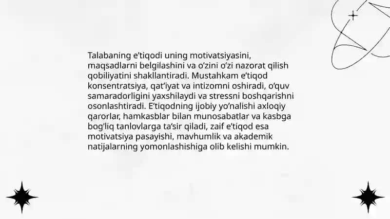 Talaba e’tiqodi, dunyoqarashi, o’zini o’zi nazorat qilishi 3