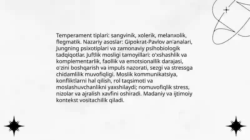 Temperament tipiga mos juft tanlash- oilaviy munosabatlar mustahkamligi omili sifatida 3