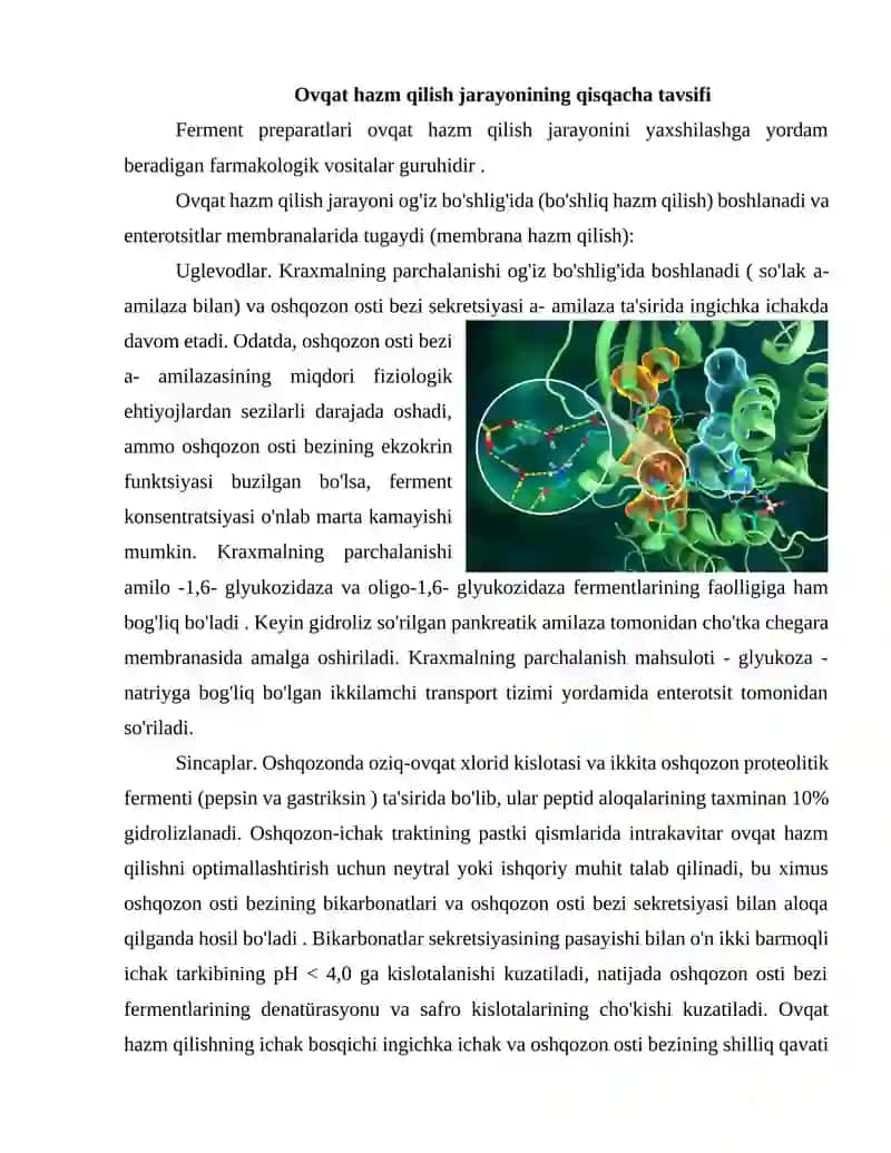 Tibbiyotda fermentlarni qoʻllanishi 3