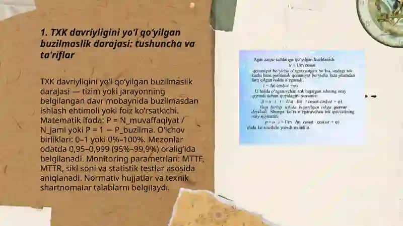 TXK davriyligini yo‘ l qo‘ yilgan buzilmaslik darajasi: tushuncha va ta' riflar 3