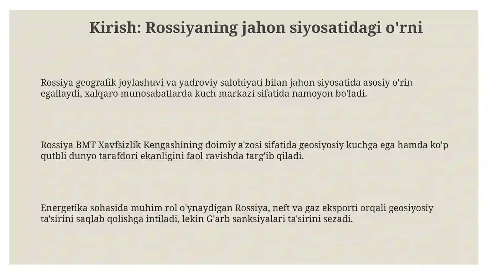 Jahon siyosatida Rossiyaning roli 3