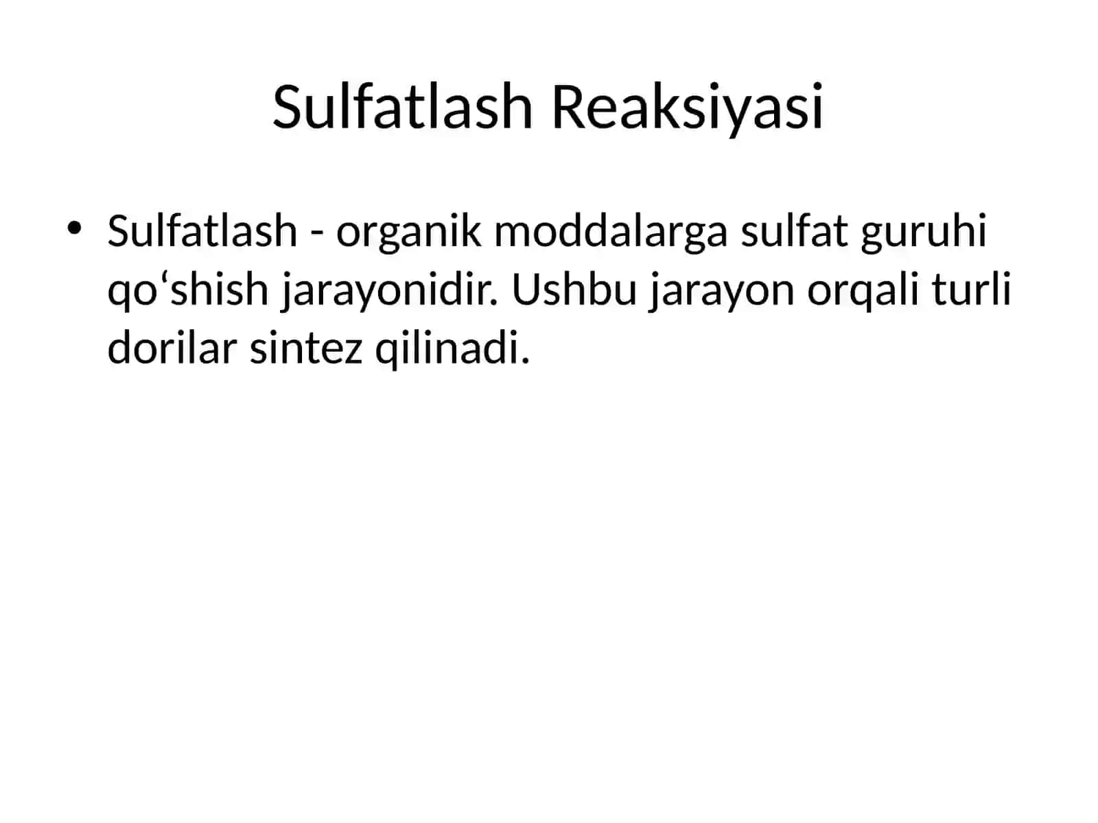 Sulfatlash va Sulfirlash Reaksiyalari 3
