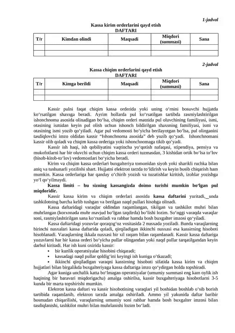 PUL MABLAG‘LARI VA VALYUTA OPERATSIYALARI HISOBI 3