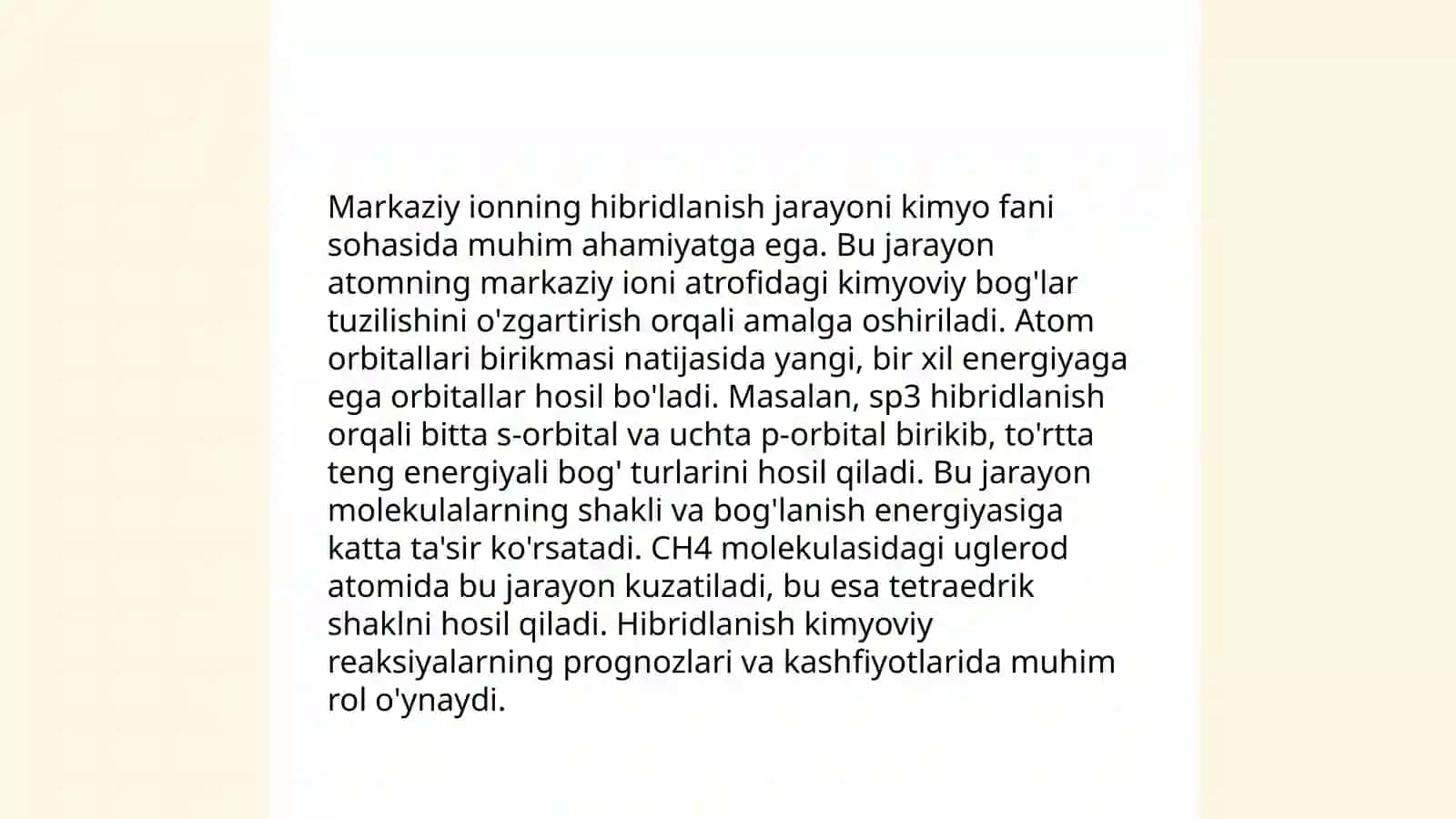 Markaziy ion vakant orbitallarining gibridlanishi 3