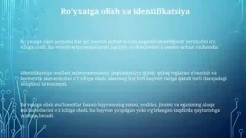 Hayvonlarni ro‘yxatga olish va anamnez ma’lumotlari 3
