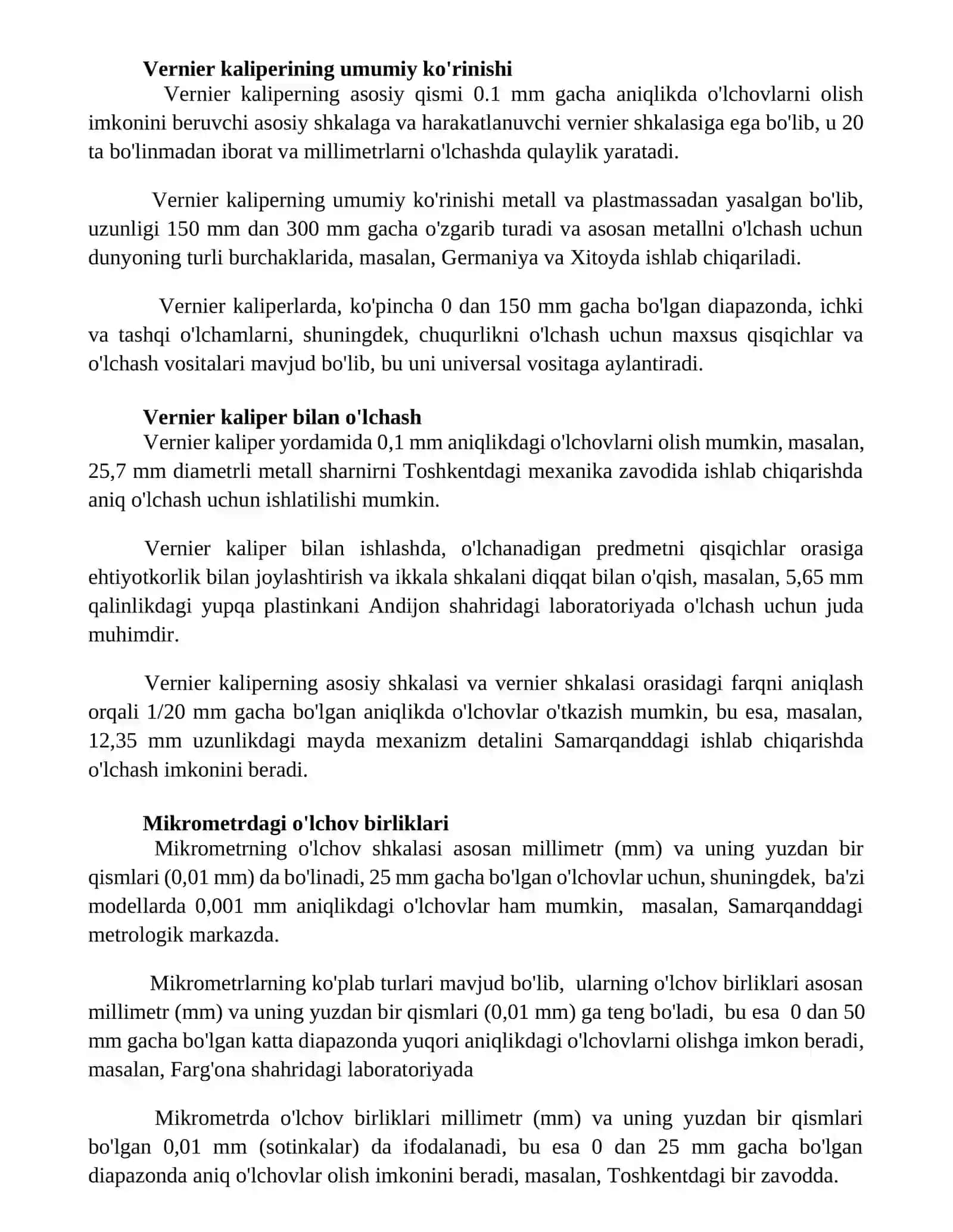Vernier циркули ва микрометрлар 3