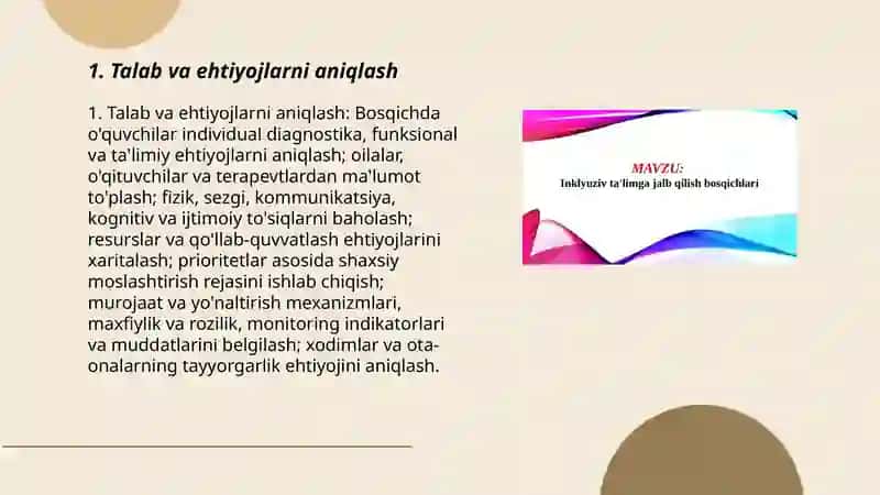Inklyuziv taʼlimga jalb qilish bosqichlari 3