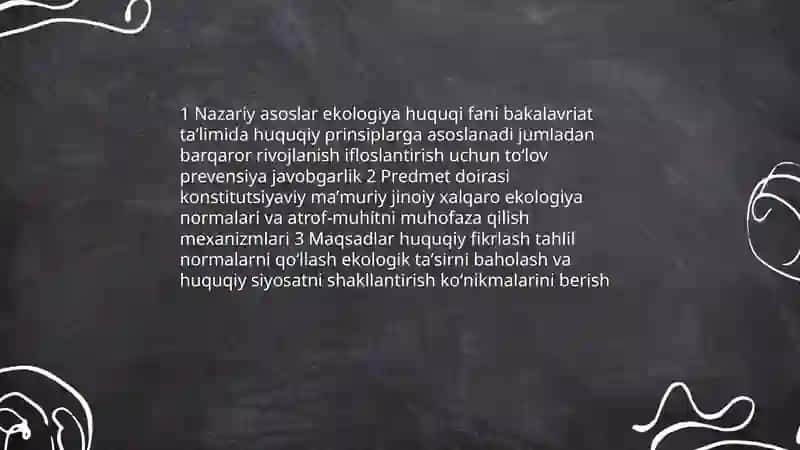Ekologiya huquqi fanini bakalavriat yoʻnalishidagi mutaxassislarni tayyorlashdagi oʻrni va ahamiyati 3