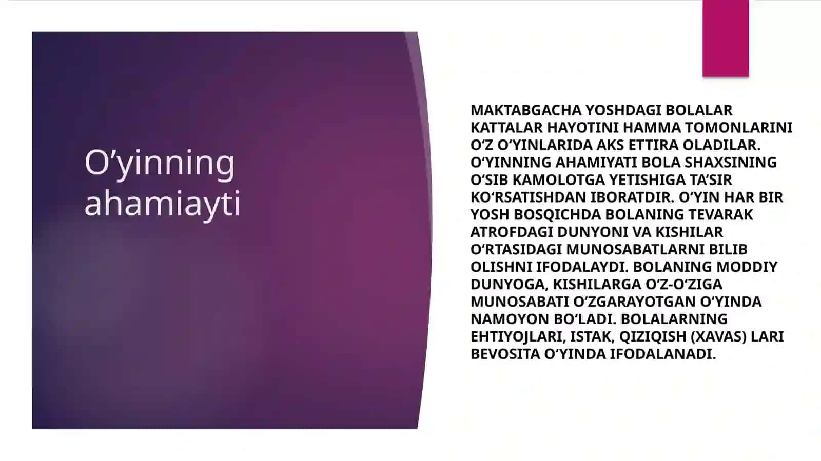 O’YIN MAKTABGACHA YOSHDAGI BOLANING YETAKCHI FAOLIYATI SIFATIDA 3