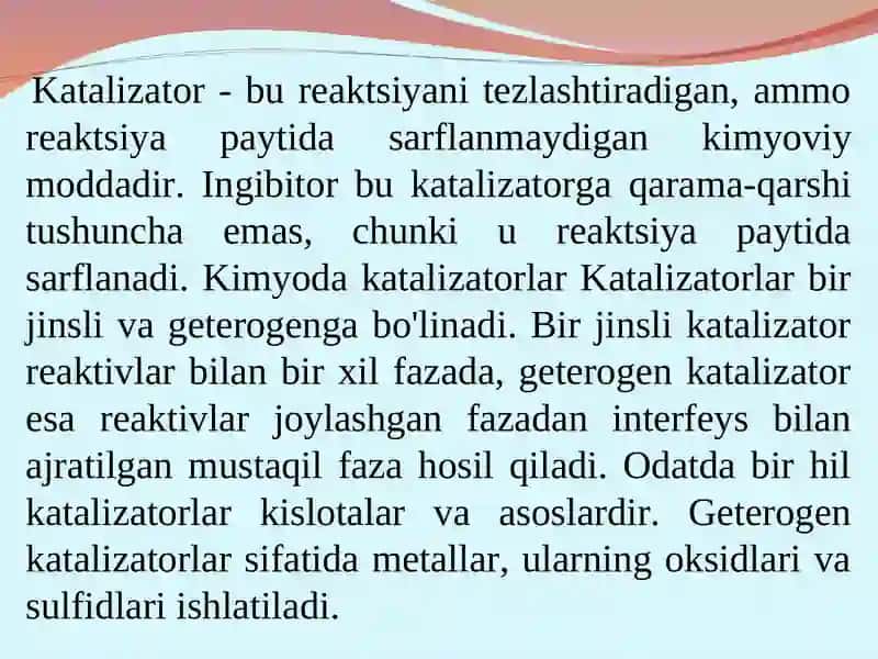 Kimyoda katalizatorlar 3