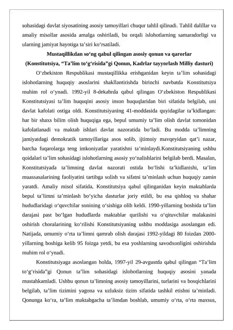 O‘zbekiston Respublikasida ta’lim sohasida amalga oshirilgan islohotlar 3