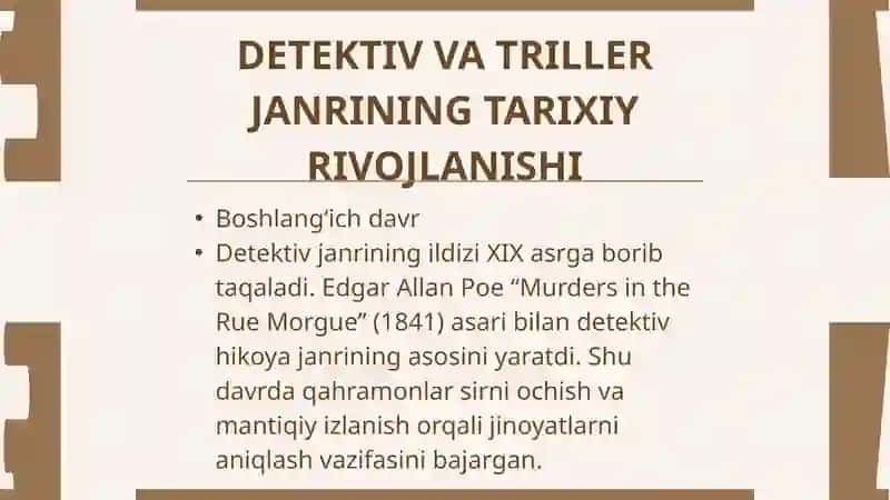 DETEKTIV VA TRILLER JANRINING OMMALASHUVI 3